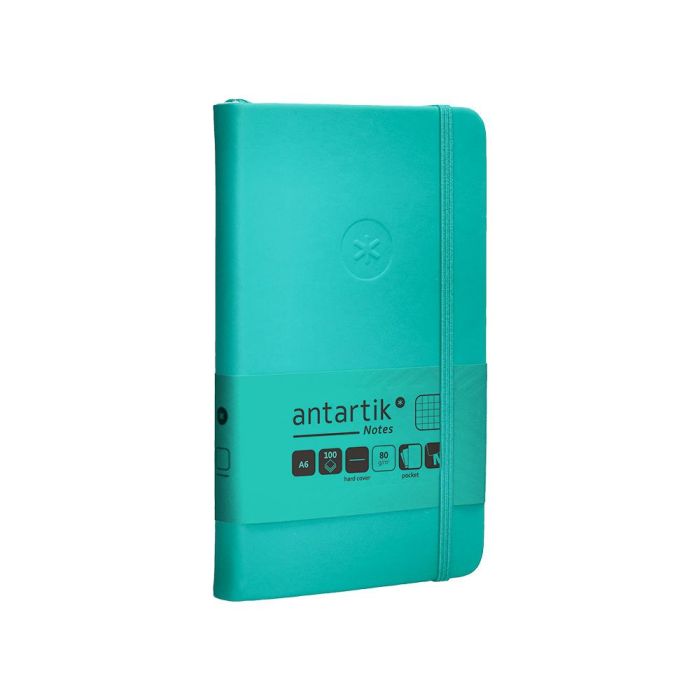 Cuaderno Con Gomilla Antartik Notes Tapa Dura A6 Hojas Cuadricula Turquesa 100 Hojas 80 gr Fsc 4