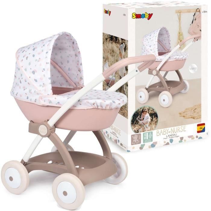 Cochecito de paseo para muñeca Baby Nurse - Smoby - Con capazo y capota de plástico - Rosa y blanco Cochecito de paseo para muñeca Baby Nurse - Smoby - Con capazo y capota de plástico - Rosa y blanco