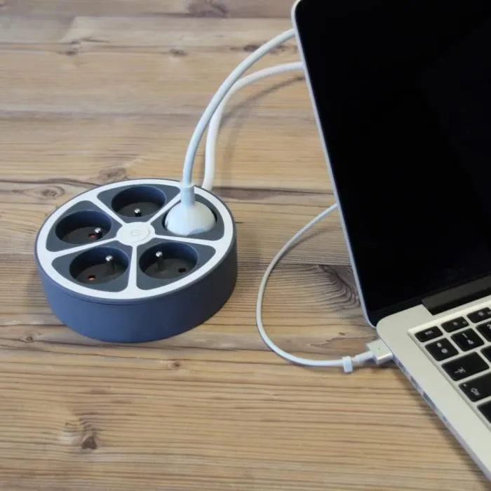 Chacon CHA5411478496519 Multiprise Bureau 16A 250V Max 3680W 5 Tomas 1.5m Cable Gris 4