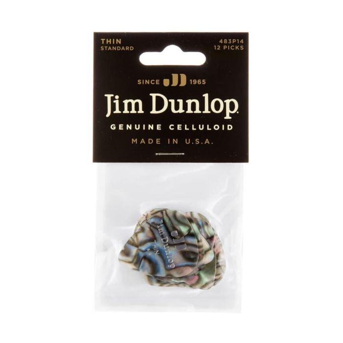 DUNLOP Pack 12 Púas Genuine Celluloid Classic Abalon - Thin 3 DUNLOP Pack 12 Púas Genuine Celluloid Classic Abalon - Thin 3