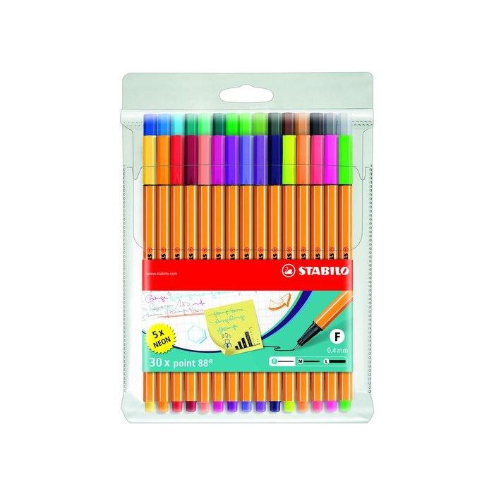 Stabilo Rotulador de fibra point 88 colores neón surtidos 25+5 unidades trazo 0,4mm