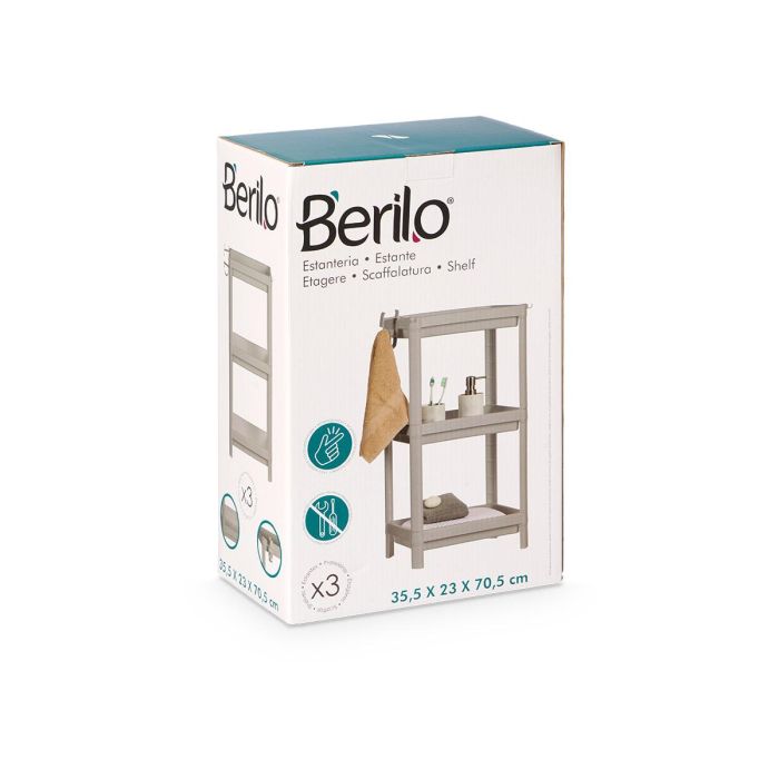 Berilo Estanteria Plastico Gris 3 Baldas 70.5 cm (Set de 8) Berilo Estanteria Plastico Gris 3 Baldas 70.5 cm (Set de 8)