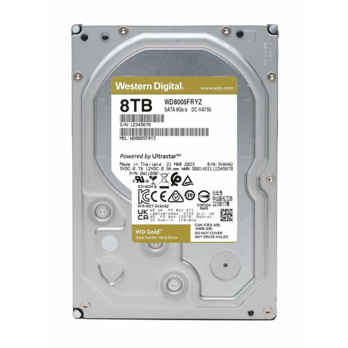 Western Digital WD8005FRYZ Disco Duro Interno Gold 8 TB 7200 RPM 128 MB 3.5" SATA III 6
