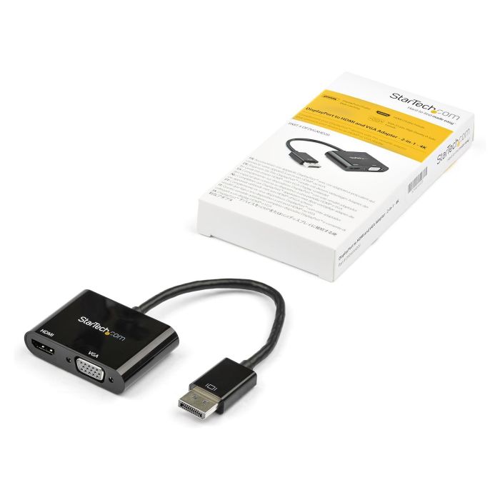 Adaptador Display Port a HDMI/VGA Startech DP2VGAHD20 4K Ultra HD Negro