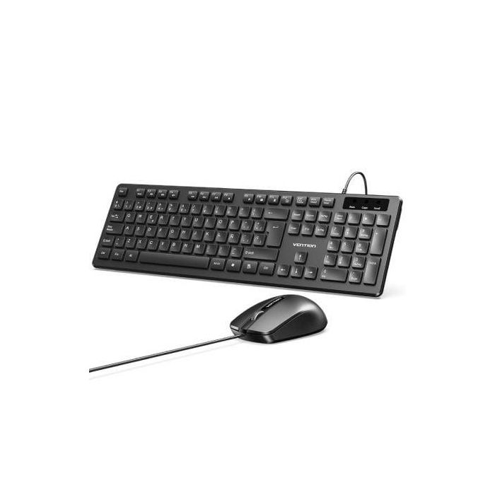 Vention KTCB0-ES Teclado y Ratón Combo 104 Teclas Ergonómico, Mouse 1200 DPI, Cable USB-A, Plug & Play Multiplataforma 2 Vention KTCB0-ES Teclado y Ratón Combo 104 Teclas Ergonómico, Mouse 1200 DPI, Cable USB-A, Plug & Play Multiplataforma 2