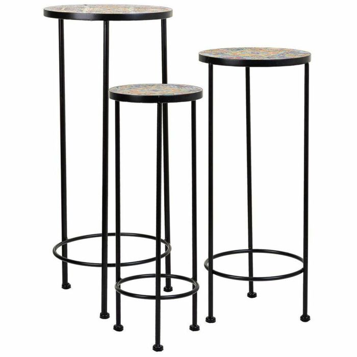 Soporte para Maceta Alexandra House Living Negro Hierro Azulejo 30 x 68 x 30 cm 3 Piezas