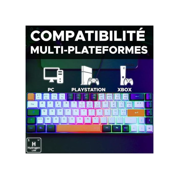 THE G-LAB KEYZ HYDROGEN Teclado Semimecánico 60% Retroiluminado Multicolor para Juegos - KEYZ-HYDROGEN/SP 4