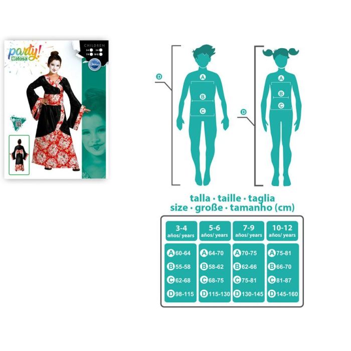 Disfraz Geisha Kimono Negro Niña Infantil 7-9 Años 3 Disfraz Geisha Kimono Negro Niña Infantil 7-9 Años 3