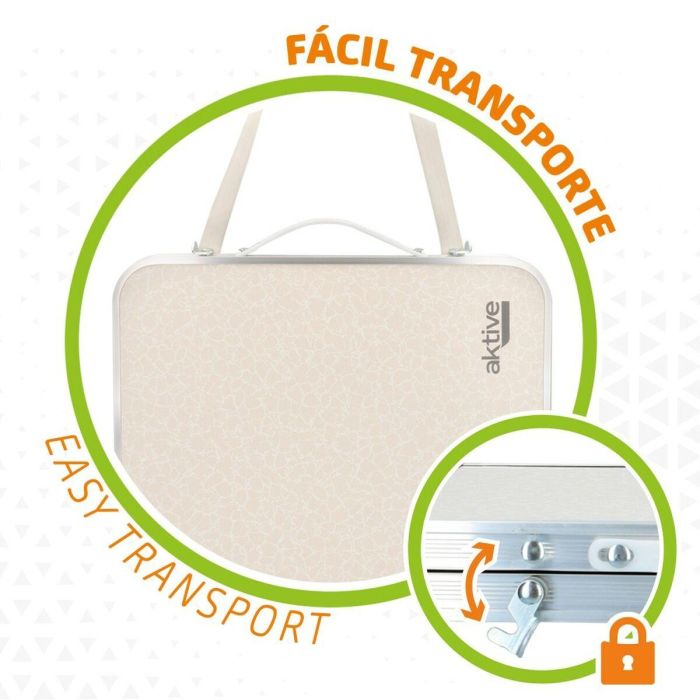 Mesa Plegable Aktive Crema 60 x 25 x 40 cm (4 Unidades) 1