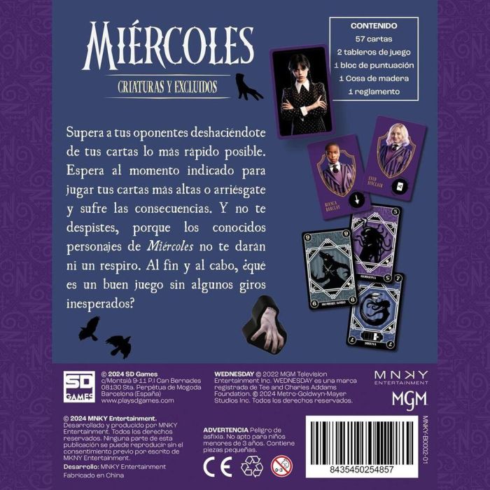 Juego de cartas Criaturas y Excluidos Miercoles Wednesday español 3