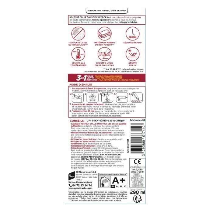 Cyanolit CYA3279580017440 Pegamento Fijador y Sellador de Cristal Transparente 290 ml Fuerte y Flexible 2