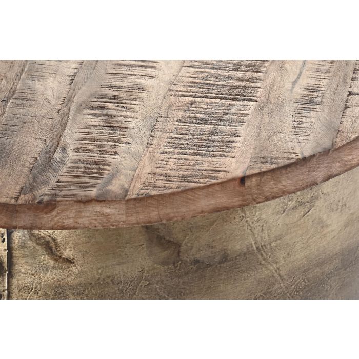 DKD Home Decor Mesa de Centro Cuadrada Glam Hecha a mano, Madera de Mango y Metal, Tonalidades Dorada y Marrón, 68x68x44 cm 2