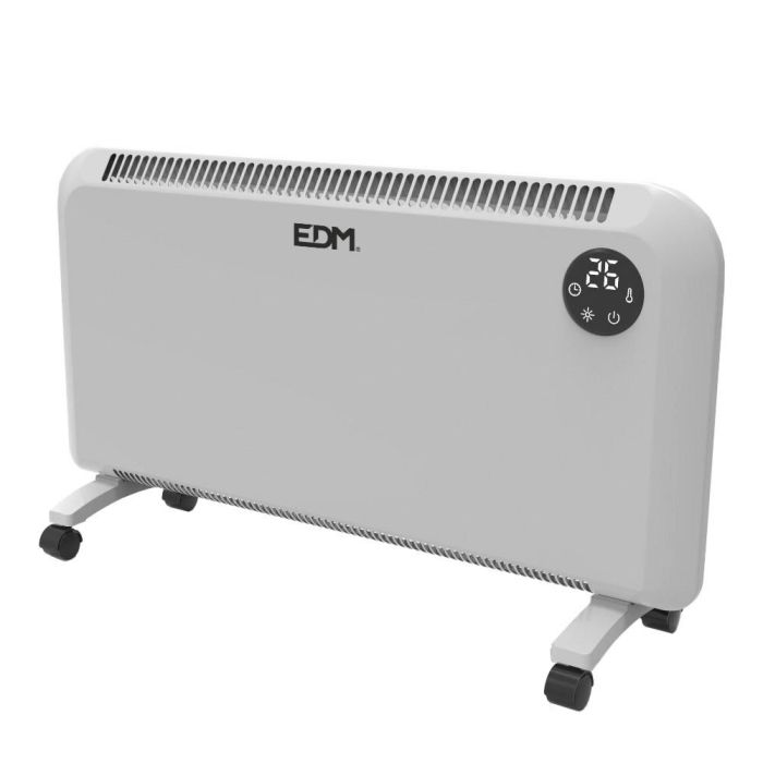 Edm Convector de Aire 2000W con Termostato Digital, Temporizador 24h, IP24, Seguridad Antivuelco, Blanco 1 Edm Convector de Aire 2000W con Termostato Digital, Temporizador 24h, IP24, Seguridad Antivuelco, Blanco 1