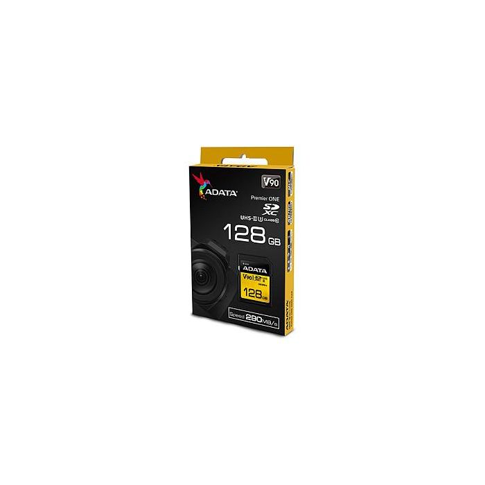 ADATA Tarjeta de Memoria SDXC UHS-II U3 Class 10 de 128GB, Velocidad Lectura 290MB/s, Escritura 260MB/s, Negra y Oro 1