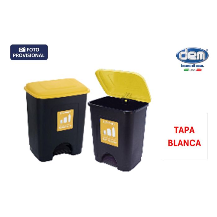 Inde Cubo con Pedal Ecoponto 35L, Tapa Blanca, 40 cm Ancho x 33 cm Largo x 46 cm Alto (6 Unidades) Inde Cubo con Pedal Ecoponto 35L, Tapa Blanca, 40 cm Ancho x 33 cm Largo x 46 cm Alto (6 Unidades)