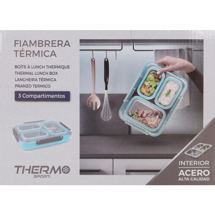 Fiambrera de plástico y acero con 3 departamentos - Thermosport (6 Unidades) 9 Fiambrera de plástico y acero con 3 departamentos - Thermosport (6 Unidades) 9