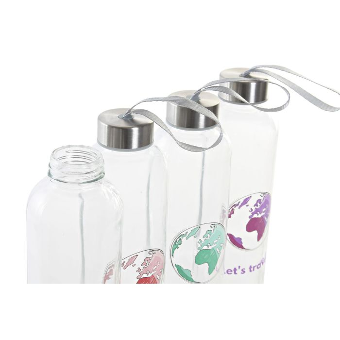 DKD Home Decor Botella Rojo Azul 7 x 24 x 7 cm (12 Unidades) Cristal 600 ml Apto Microondas y Lavavajillas 2