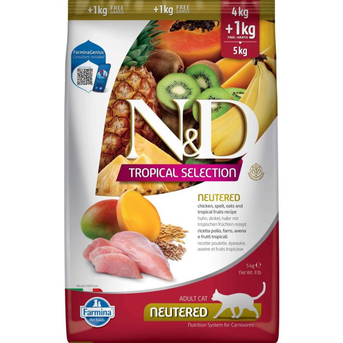 N&D Tropical Cat Neutered Pollo 4+1 kg