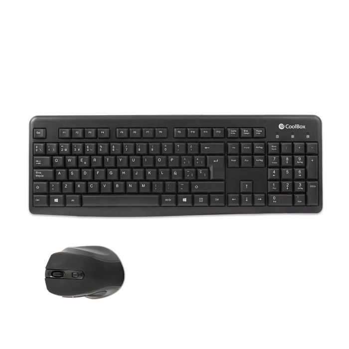Coolbox Kit Teclado + Ratón Inalámbrico 2.4GHz, Tecnología de Membrana Silenciosa, 105 Teclas ISO Español, Ratón Óptico 1600DPI 2