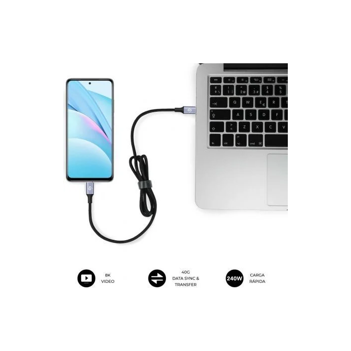 Subblim Cable USB 4.0 Tipo-C Macho - USB Tipo-C Macho 240W 40Gbps 8K 1.5m Negro SUBCAB-C24010 Subblim Cable USB 4.0 Tipo-C Macho - USB Tipo-C Macho 240W 40Gbps 8K 1.5m Negro SUBCAB-C24010