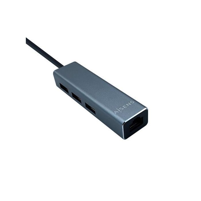 Aisens Conversor Usb 3.0 A Ethernet Gigabit 10-100-1000 Mbps + Hub 3Xusb3.0 gris 15 cm