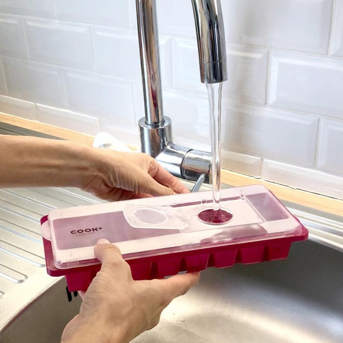 Cook Concept Molde 16 Cubitos Con Tapa Plástico Colores Surtidos Fácil de Transportar 26x11 cm 3