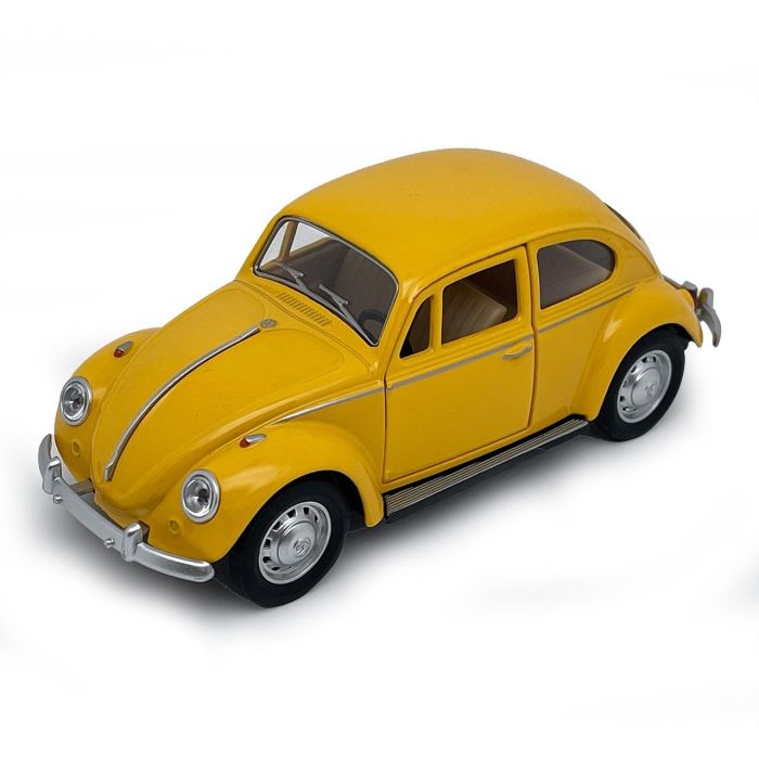 Tachan Coche Réplica Volkswagen Beetle Clásico 1967 1:28 Pullback Amarillo para Coleccionistas y Niños Mayores de 3 Años 1