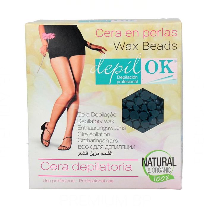 Depil Ok Cera Depilatoria Natural y Orgánica en Perlas Azul 1000 gr