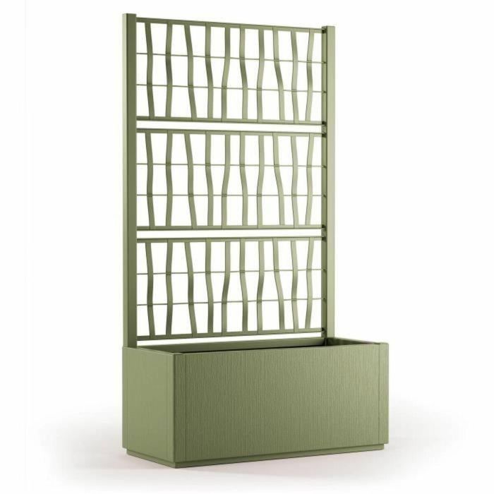 Jardinera Ethica rectangular 80 cm con enrejado verde Jardinera Ethica rectangular 80 cm con enrejado verde