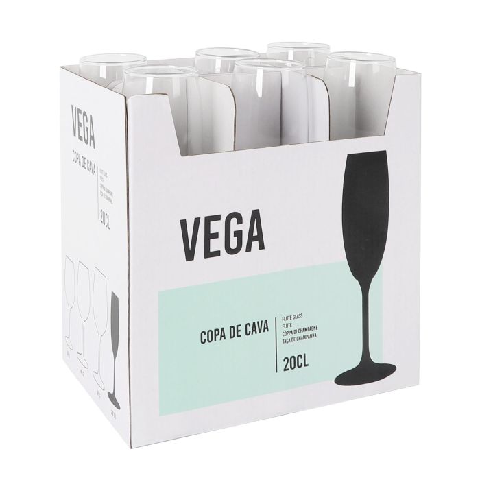 Inde Copa Cava Vega - Copa de Champagne para Cava, 20 cl, Cristal, 4.8 cm de Diámetro x 22.6 cm de Alto (24 Unidades)