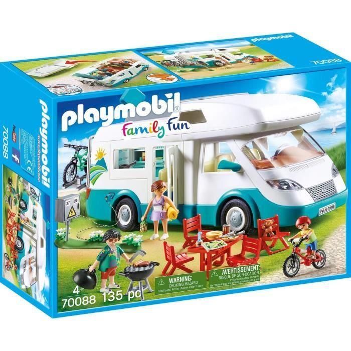 Playmobil Caravana de Verano Family Fun: Vehículo de Juguete de Plástico para Juego Imaginativo, ideal para niños a partir de 4 años