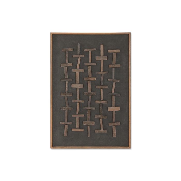 DKD Home Decor Cuadro Moderno de Madera Reciclada Pino Negro Natural 122 x 82 x 4 cm para Decoración del Hogar