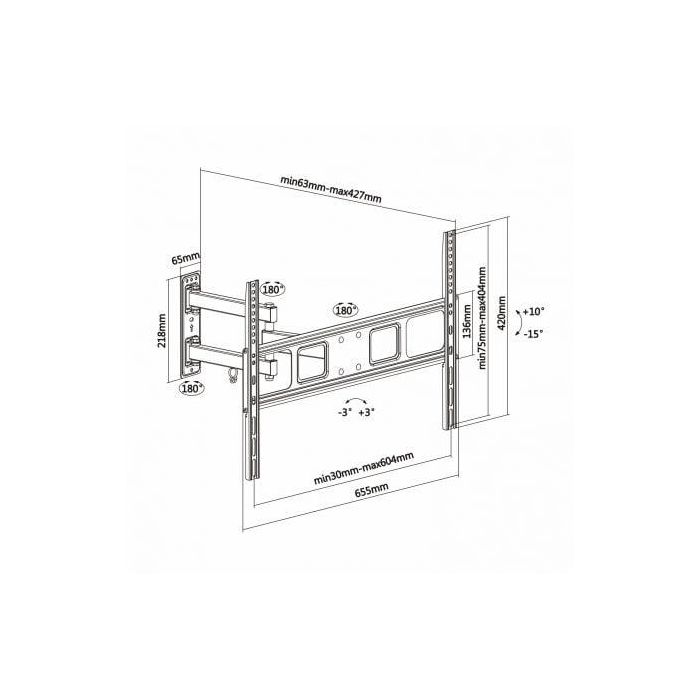 Aisens Soporte de Pared Eco Giratorio Inclinable y Nivelable para TV/Monitor 37"-70" Hasta 35 kg Negro 4