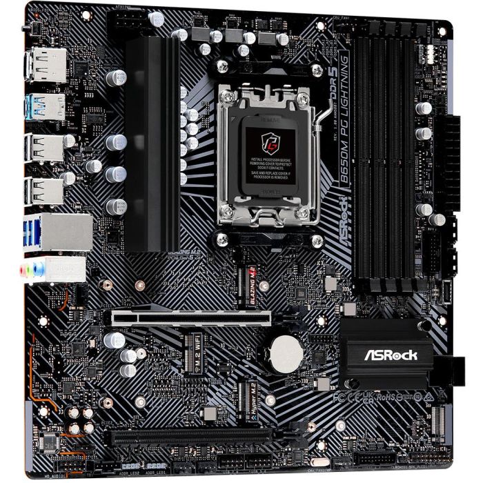 ASRock 90-MXBMV0-A0UAYZ Placa Base B650M PG Lightning, Socket AM5, AMD B650 Chipset, Micro ATX, DDR5 4