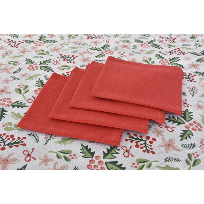 Mantel Navidad Tradicional DKD Home Decor Verde Rojo 150 x 0.2 x 150 cm Set de 5 2