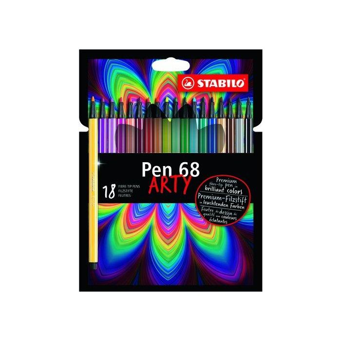 Rotulador Fibra Stabilo Pen 68 Arty Line Brush Punta Pincel Caja Carton De 18 (Set de 6)