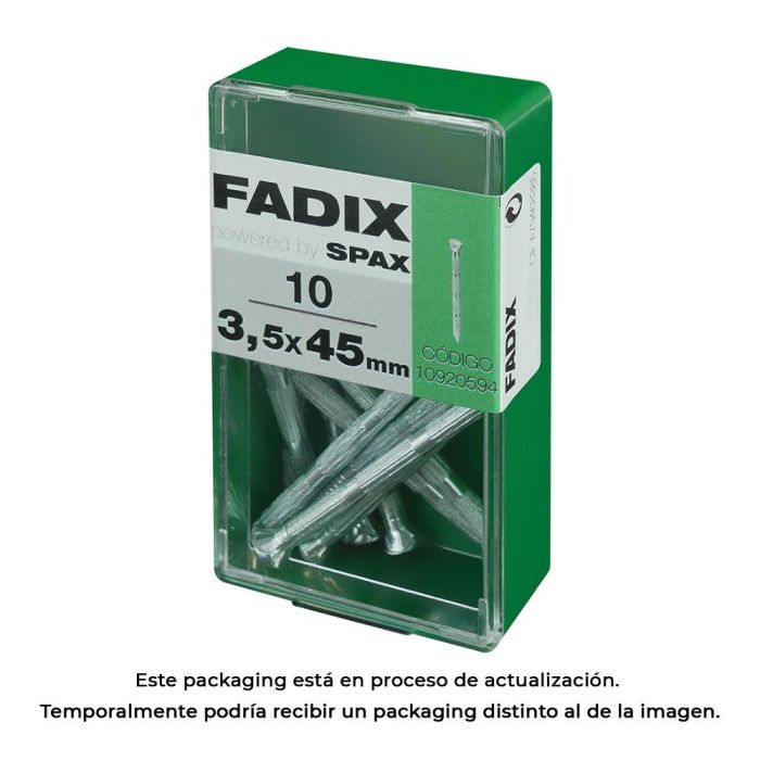 Fadix 10920594 Clavo Estriado Acero 3,5x45mm Caja 10 Unidades 0 Fadix 10920594 Clavo Estriado Acero 3,5x45mm Caja 10 Unidades 0