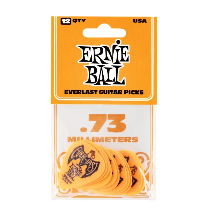 Ernieball Púas Guitarra Everlast Naranja 0,73 Mm - Pack 12 Unidades 1