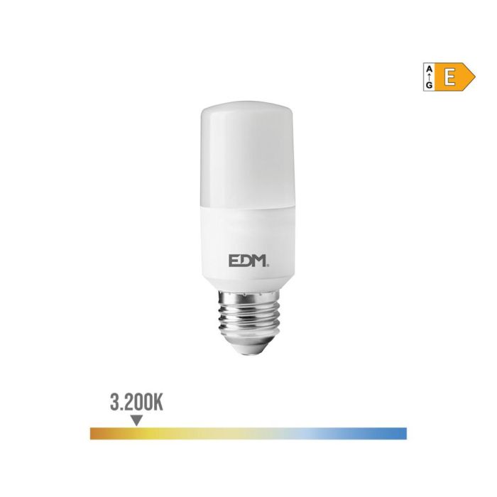 Edm Bombilla Tubular LED E27 10W 1100LM 3200K Luz Cálida Ø4x10.7cm Clase E