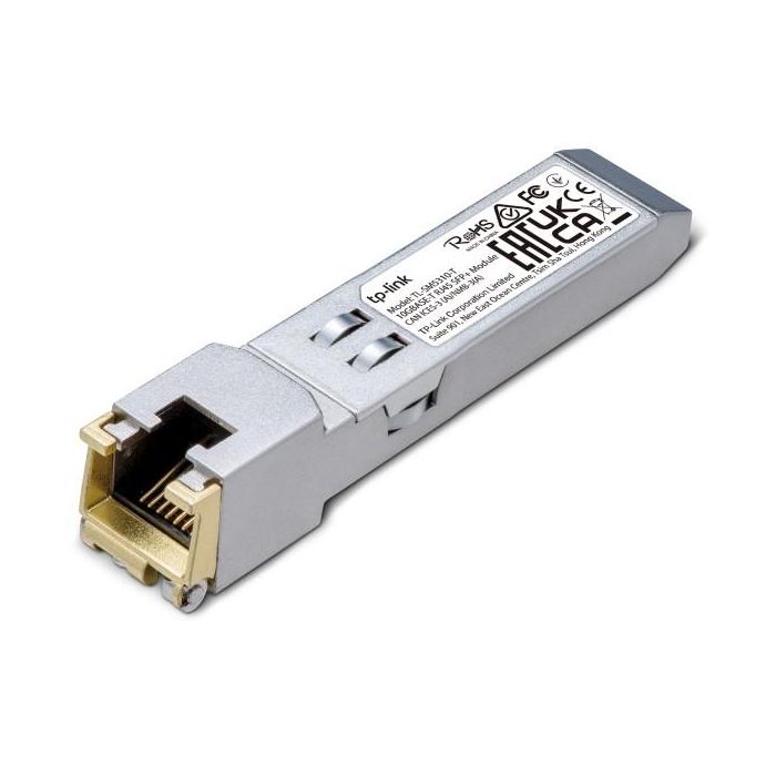TP-LINK Modulo 10GBASE-T RJ45 SFP+. Transceptor de cobre RJ45 de 10 Gbps, Plug and Play con ranura SFP+, compatible con DDM