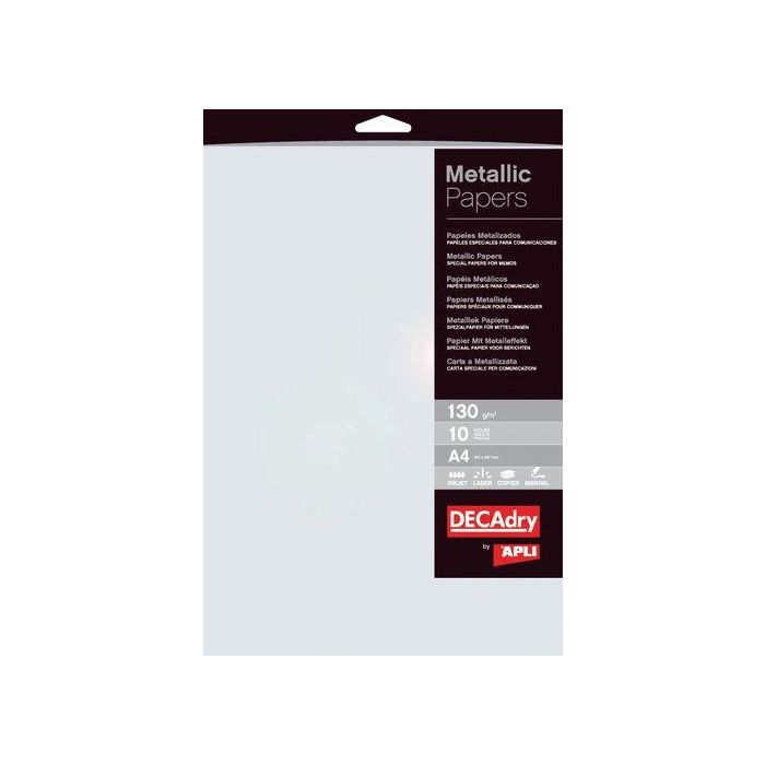 Papel Metalizado A4 Apli 130G 10H Perla