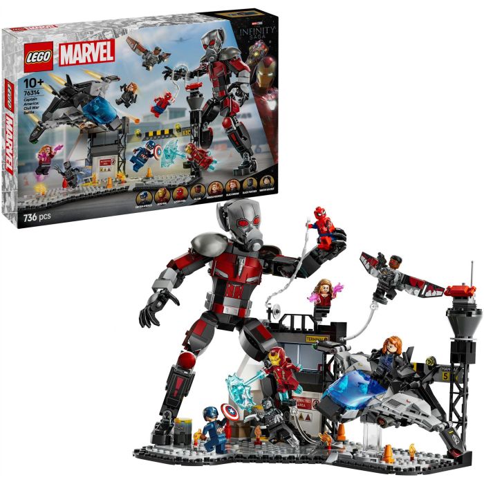 LEGO Marvel 76314 La Batalla del Capitán América: Civil War Juguete para niño de 10 años 10