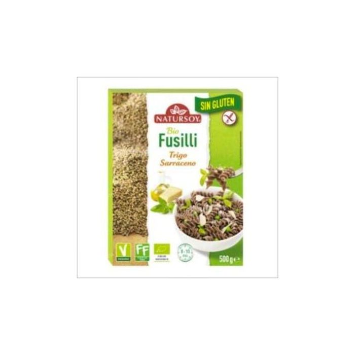 NATURSOY Fusilli de Trigo Sarraceno Bio Sin Gluten 500g, Alimento Vegano Ecológico
