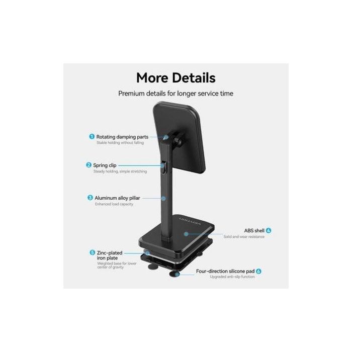Soporte para Smartphone/Tablet Vention KCQB0/ Negro 2 Soporte para Smartphone/Tablet Vention KCQB0/ Negro 2