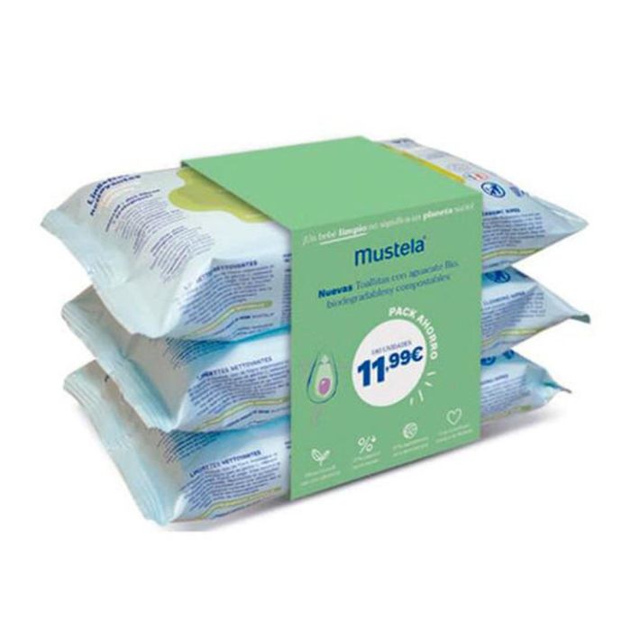 Mustela Toallitas Limpiadoras para Bebé Pack 3x60 Unidades