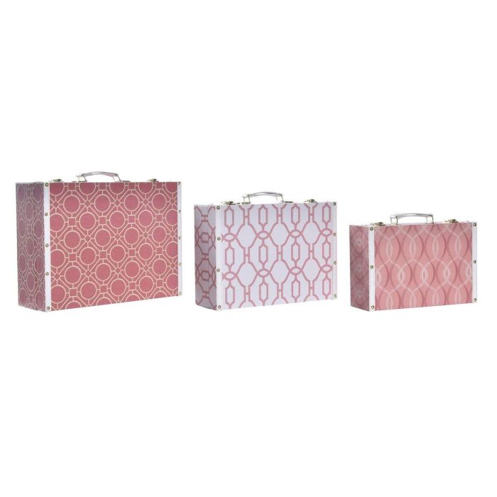 Caja Sixties DKD Home Decor Naranja Blanco 31 x 15 x 40 cm Set de 3