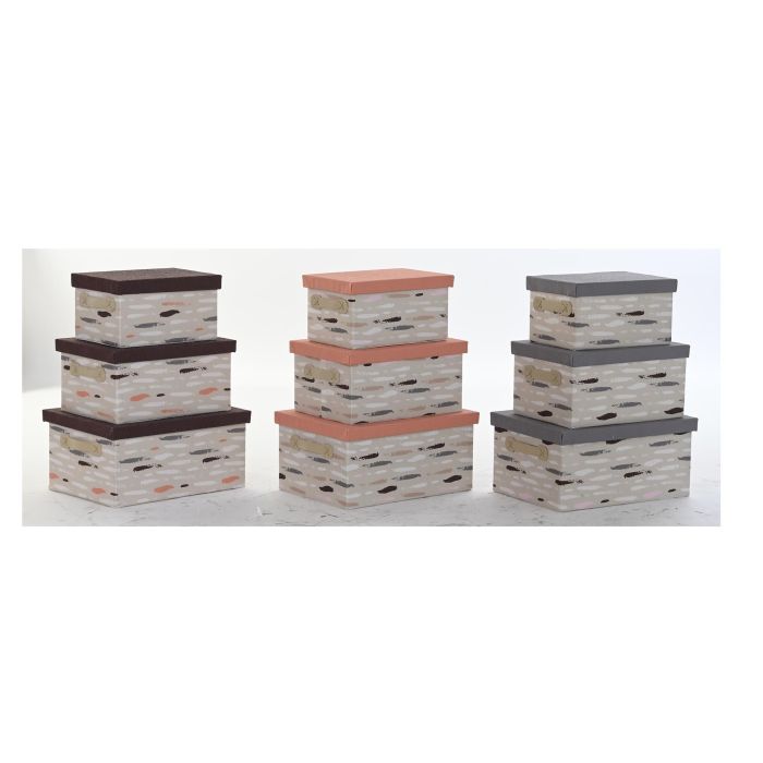 Caja Basicos DKD Home Decor Gris Burdeos 30 x 20 x 40 cm Set de 3 (3 Unidades) Caja Basicos DKD Home Decor Gris Burdeos 30 x 20 x 40 cm Set de 3 (3 Unidades)