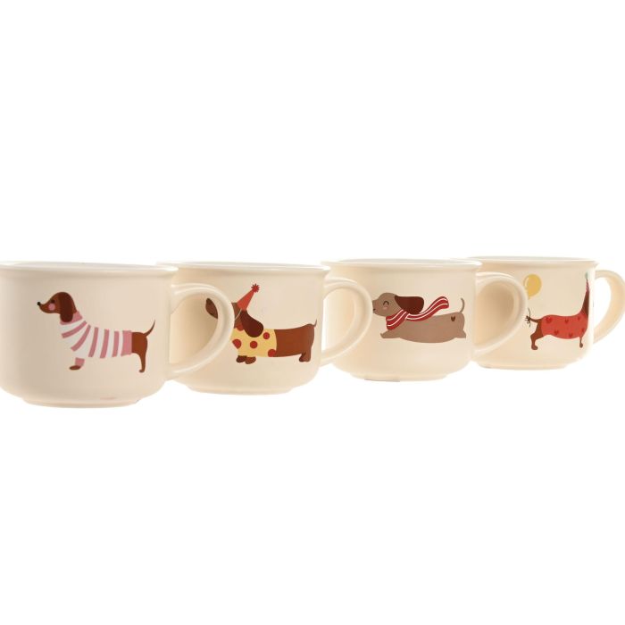Mug Scandi DKD Home Decor Multicolor Beige 9 x 6.6 x 12 cm (12 Unidades) 1