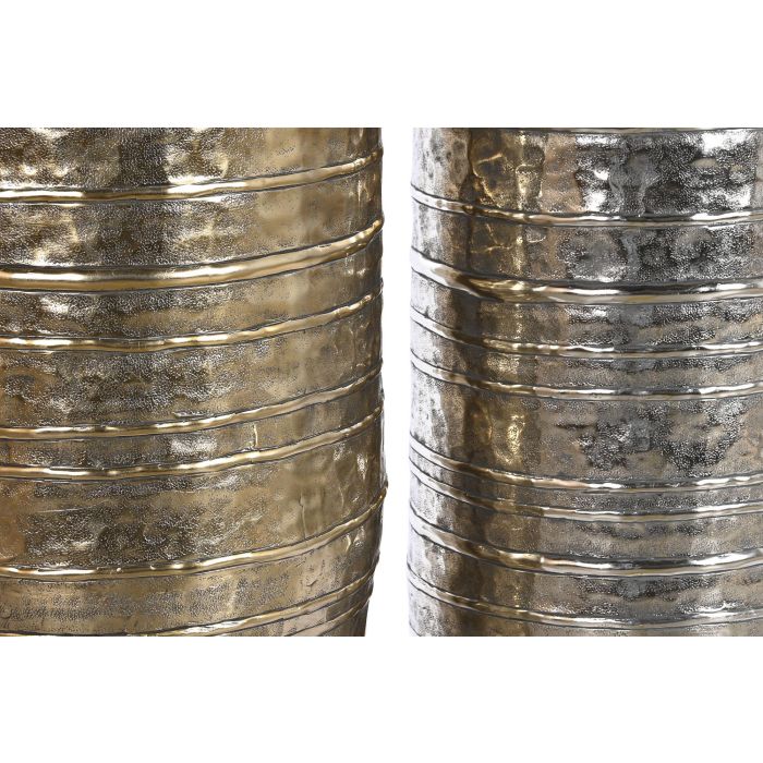 DKD Home Decor Luvato Jarrón Moderno Aluminio Dorado Plateado 31x31x106 cm Set de 2 2