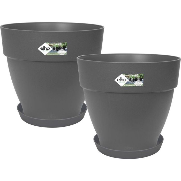 Elho 9220302142541 Set 2 Maceteros Redondos Vibia Campana + Loft con Plato - Ø29.8xH25.8cm - 22 L - Negro 0 Elho 9220302142541 Set 2 Maceteros Redondos Vibia Campana + Loft con Plato - Ø29.8xH25.8cm - 22 L - Negro 0